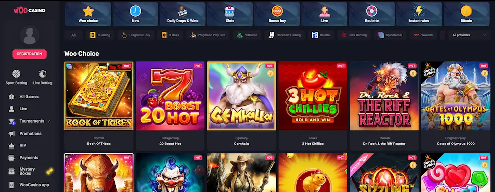 Wide Range of Games at WooCasino