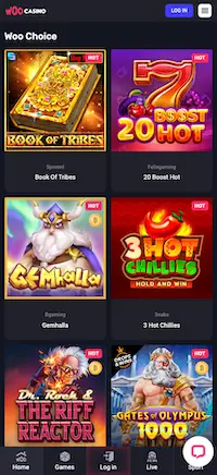 Using the Woo Casino App or Mobile Site